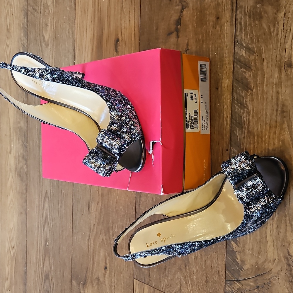Kate Spade Pewter Sequines Heels Charyl